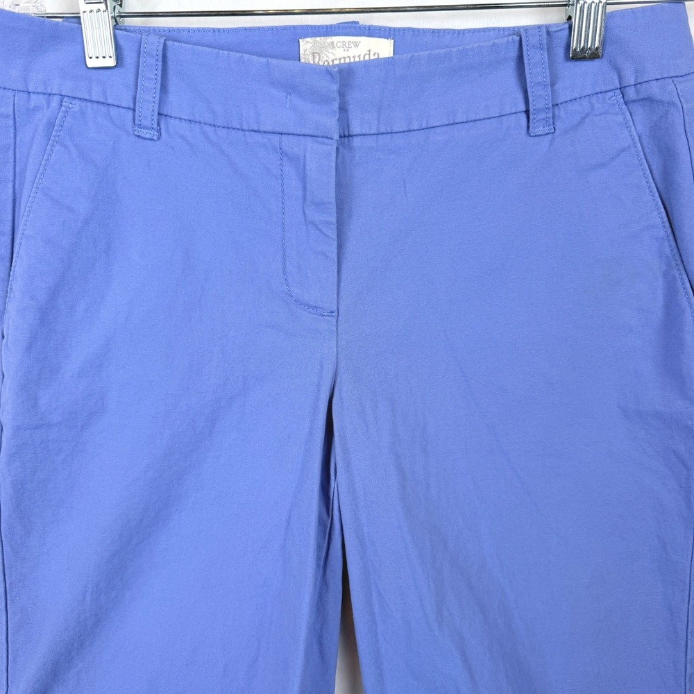 J Crew Bermuda Shorts Women 0 Blue 9" Chino Cotton Stretch Preppy Coastal Casual - Picture 9 of 9